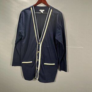 Vintage Talbots Sweater Womens Large Blue Cardigan  Pockets Nautical Buttons